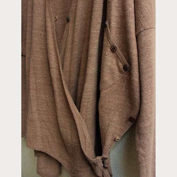 お取り寄せ】つつむ ルーズなカシュクールカーディガン○ブラウン  
