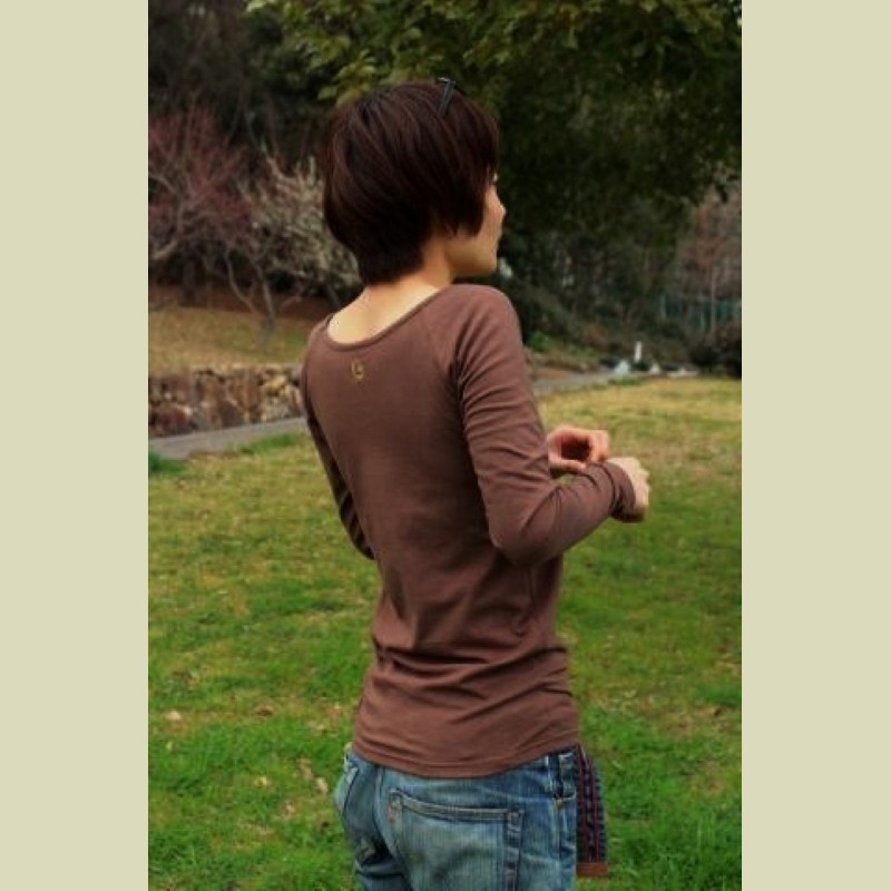 【再入荷】つつむ　ヘンプ ヨガ長袖カットソー●グレープブラウン