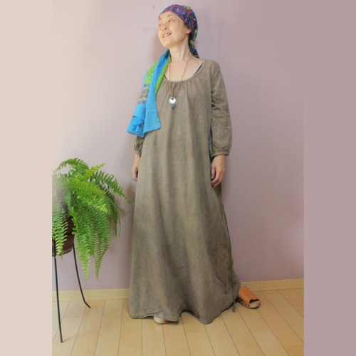asana ヘンプのオルテガワンピース○草木染めライトインディゴ