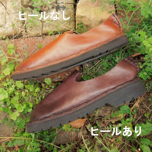 bighug 本革Oddシューズ★ブラウン（ヒールあり） bighug 本革Oddシューズ☆ブラウン（ヒール付き） スリッポン