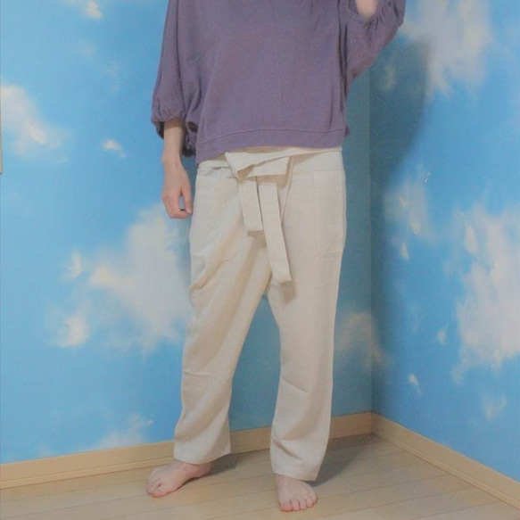 つつむ サルエルタイパンツ○シルクコットン ロングパンツ holy