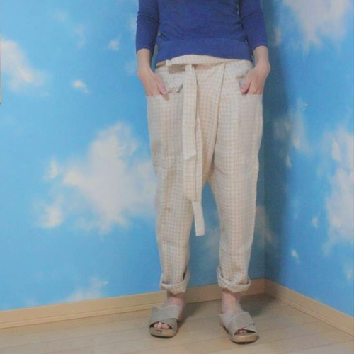 つつむ サルエルタイパンツ○シルクコットン ロングパンツ holy