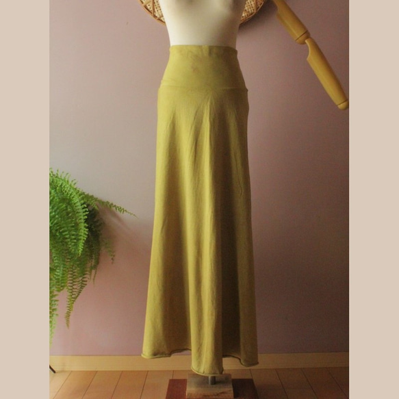 【OUTLET】asana ヘンプコットン ロングスカート121●草木染めマンゴー 3枚目の画像