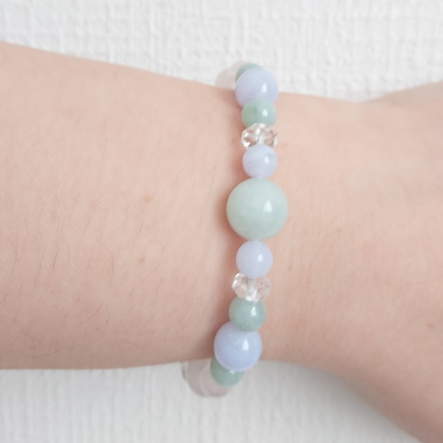 翡翠とブルーレースアゲートのヒーリングブレスレット ブレスレット
