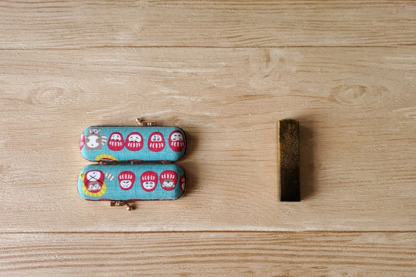 不倒翁 狸貓 口金印章盒 口紅盒 日本布/單章盒 第4張的照片