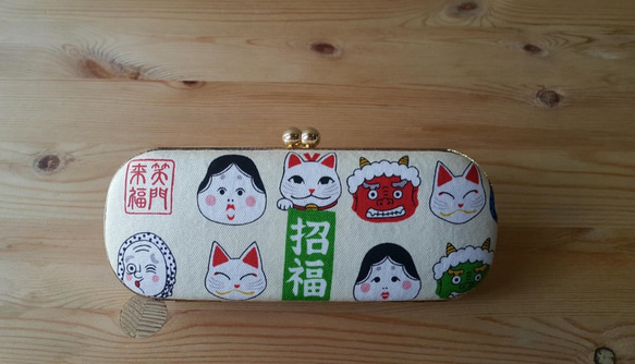 日本臉譜 招財貓 大吉 招福 眼鏡盒 筆盒 第2張的照片
