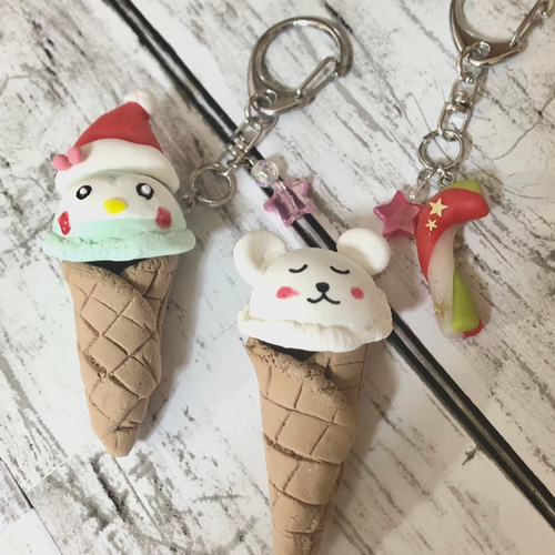 Lucky Cream Chocolate☆アイスキーホルダー☆スイーツデコ スイーツデコ しろくまちゃんとペンギンちゃんのアイスクリーム