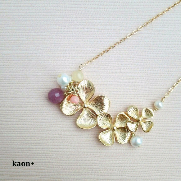 July gold flower  jewelry box K14gfﾁｪｰﾝﾈｯｸﾚｽ 1枚目の画像