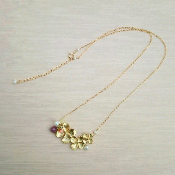 July gold flower  jewelry box K14gfﾁｪｰﾝﾈｯｸﾚｽ 4枚目の画像