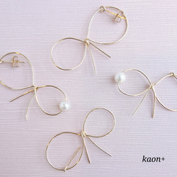 K14gf ribbon pearl ﾋﾟｱｽ or ｲﾔﾘﾝｸﾞ 2枚目の画像