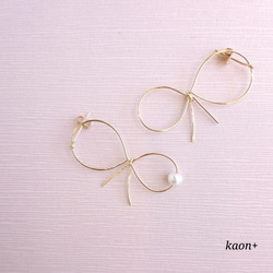 K14gf ribbon pearl ﾋﾟｱｽ or ｲﾔﾘﾝｸﾞ 3枚目の画像
