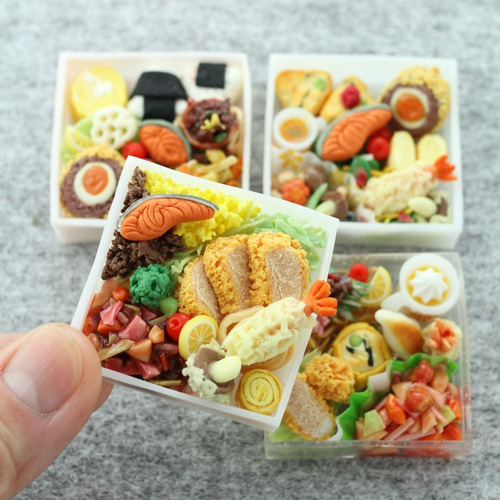 食品サンプル ミニチュア お弁当 ミニチュア素材 ミニチュアお弁当箱 寿司・お弁当の器 4個