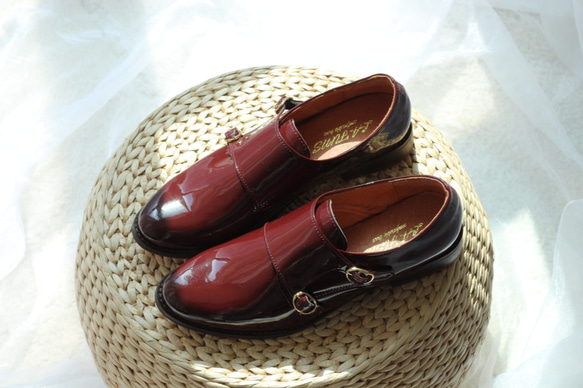 【英倫孟克風】台灣作る鞋  金扣孟克鞋。緋紅寶石 第3張的照片