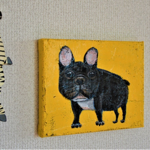 フレンチブルドッグ　アクリル画　原画　絵画　F0号 フレンチブルドッグ アクリル画 原画 絵画 F0号 フレンチ