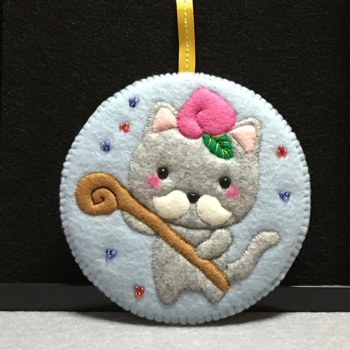 フェルト ネコ 猫 ねこ 壁飾り ガーランド タペストリー 七福神