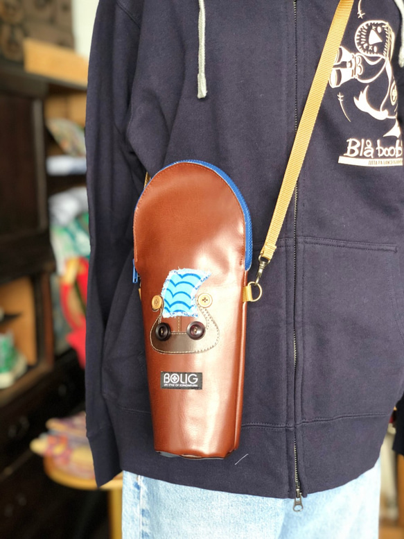 【北欧】ヴァイキング船のボトルホルダーLサイズ（500ｍｌペットボトル対応/ショルダーストラップ付） 1枚目の画像