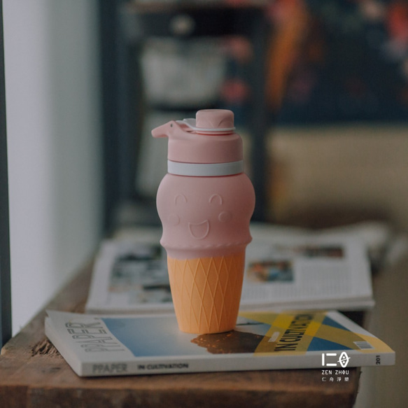 【仁舟】Silicone Ice Cream Cone Water Cup 《Sweet Pink》500m 1枚目の画像