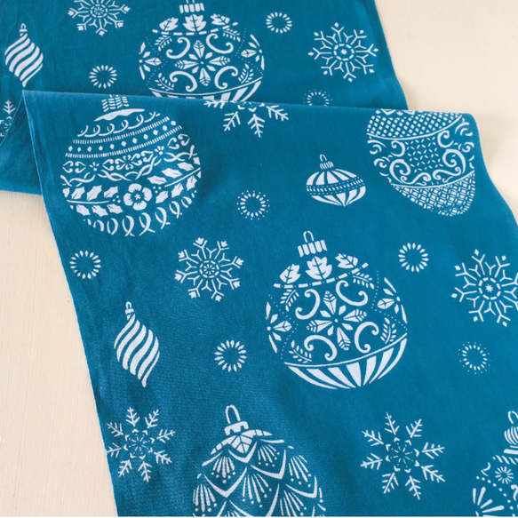 僅限聖誕節！手染毛巾～聖誕裝飾品～（顏色：孔雀藍） 第1張的照片
