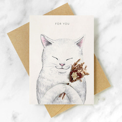 【 7款貓科立體卡片 】_ 溫馨手繪/乾燥花/萬用卡/生日/情人節 第4張的照片
