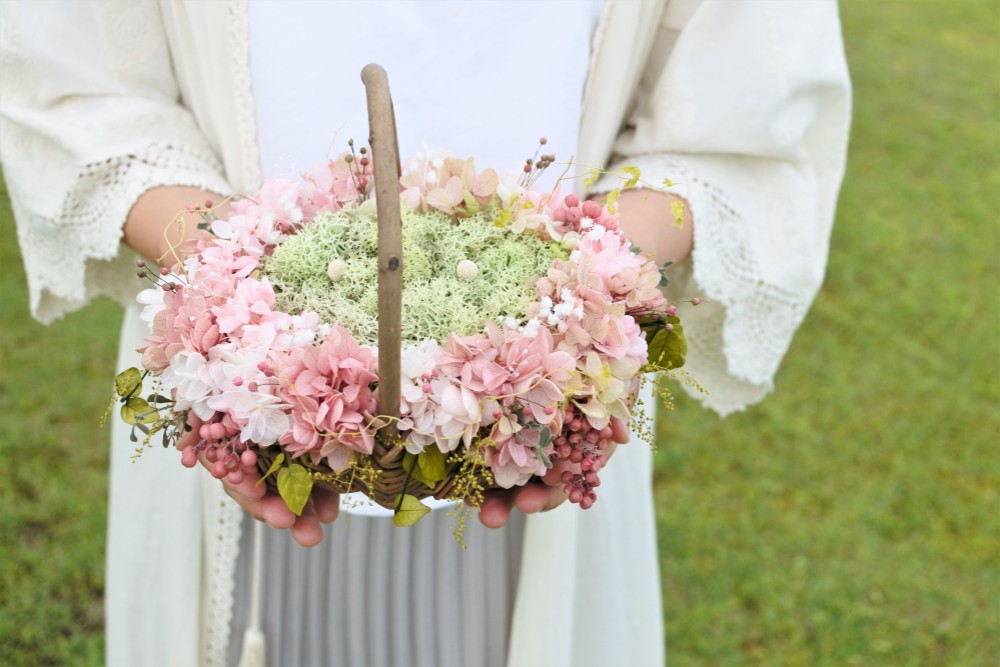 手作りキット　リングピローカゴ　アンティークピンク