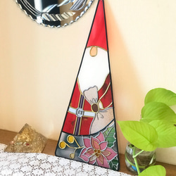 グラスアートのクリスマスツリー（赤いサンタさん) クリスマスツリー