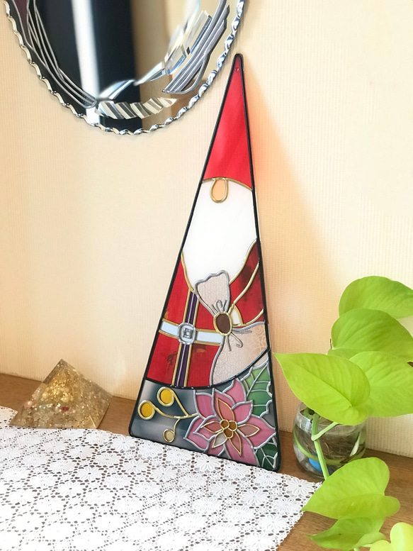 サンタとツリー　絵画 クリスマス サンタクロース クリスマスツリー プレゼントの