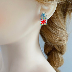 櫻桃、金魚扇、和花三角形耳環、耳夾 第5張的照片