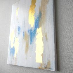 KIMPAKU -A //アクリル絵の具　抽象画　インテリア　おしゃれ　金　ゴールド　ブルー　ホワイト　青　白 2枚目の画像