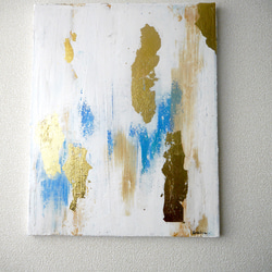 KIMPAKU -A //アクリル絵の具　抽象画　インテリア　おしゃれ　金　ゴールド　ブルー　ホワイト　青　白 4枚目の画像