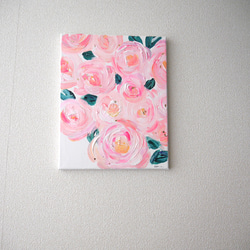 FLOWER C// アクリル 絵の具　絵画　アート　インテリア　ピンク　抽象画　ゴールド　花　おしゃれ　キャンバス 3枚目の画像