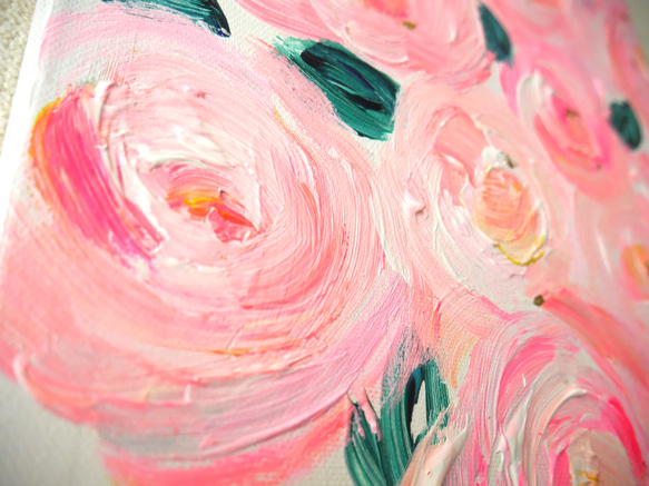 FLOWER C// アクリル 絵の具　絵画　アート　インテリア　ピンク　抽象画　ゴールド　花　おしゃれ　キャンバス 4枚目の画像