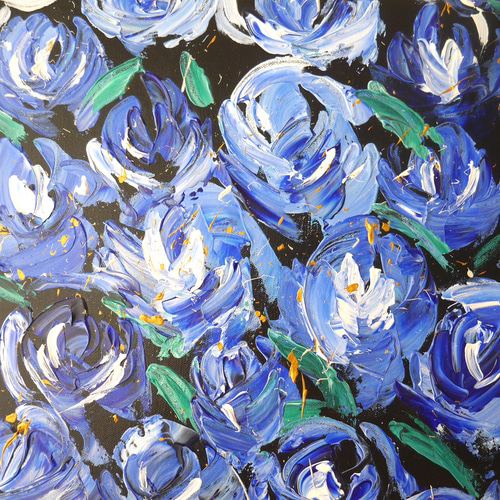 FLOWER-D// 花 アクリル絵の具 抽象画 絵画 ブルー モダンアート