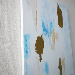 KIMPAKU-E//キャンバス アクリル絵画 抽象画 インテリア モダンアート 白 ホワイト ブルー おしゃれ 金泊 3枚目の画像