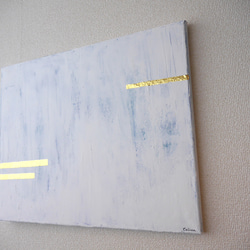 WHITE-I//キャンバス アクリル絵画 抽象画 インテリア モダンアート 白 ホワイト シンプル ゴールド おしゃれ 5枚目の画像