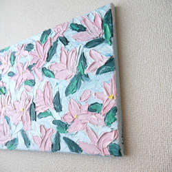 FLOWER-E//キャンバス アクリル絵画 抽象画 インテリア モダンアート 花 ピンク おしゃれ 空 かわいい 2枚目の画像