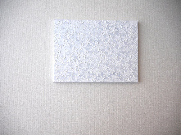 【SOLD】FLOWER-F//アクリル絵画 キャンバス 抽象画 花 白 ホワイト インテリア モダンアート おしゃれ 2枚目の画像