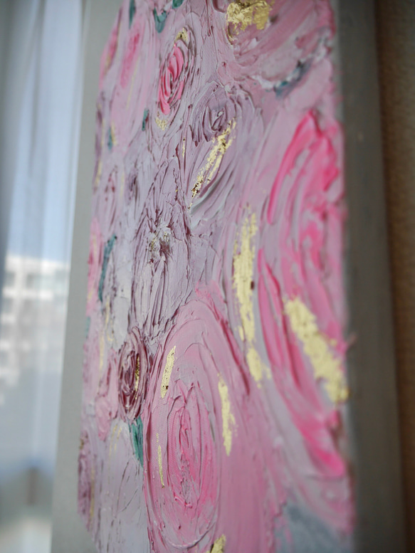 FLOWER-H//キャンバス アクリル絵画 抽象画 インテリア モダンアート 花 ピンク おしゃれ 8枚目の画像