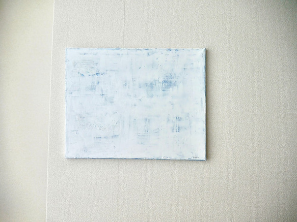 WHITE-M//キャンバス アクリル絵画 抽象画 インテリア モダンアート 白 ホワイト ブルー シンプル おしゃれ 3枚目の画像