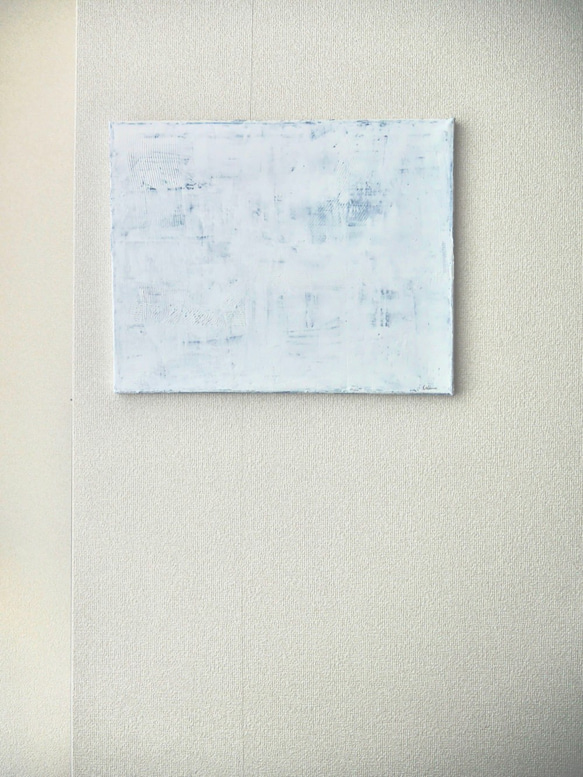 WHITE-M//キャンバス アクリル絵画 抽象画 インテリア モダンアート 白 ホワイト ブルー シンプル おしゃれ 7枚目の画像