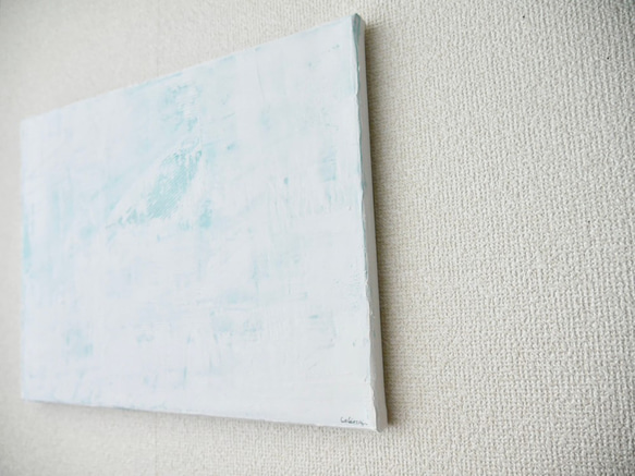 WHITE-N//キャンバス アクリル絵画 抽象画 インテリア モダンアート 白 ホワイト ブルー シンプル おしゃれ 3枚目の画像