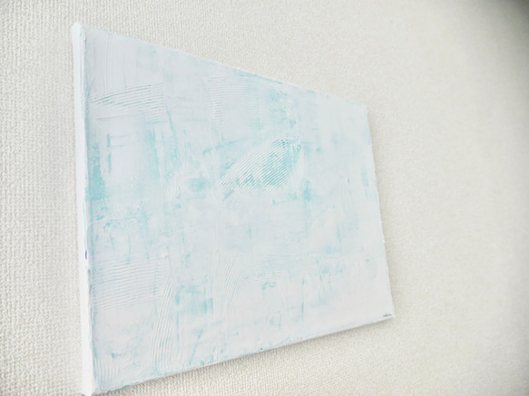 WHITE-N//キャンバス アクリル絵画 抽象画 インテリア モダンアート 白 ホワイト ブルー シンプル おしゃれ 4枚目の画像