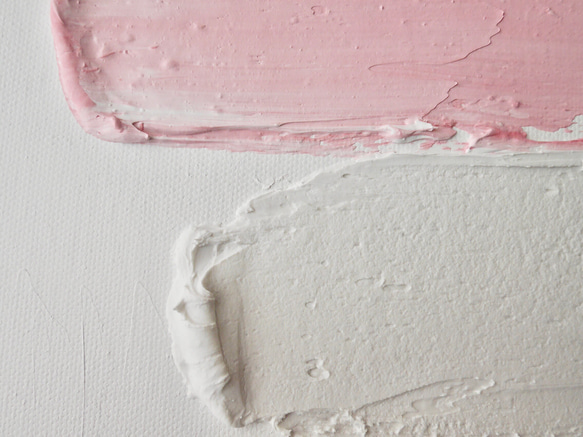 Texture-A//キャンバス アートパネル 絵画 アクリル テクスチャ 白 ピンク シンプル おしゃれ モダンアート 7枚目の画像