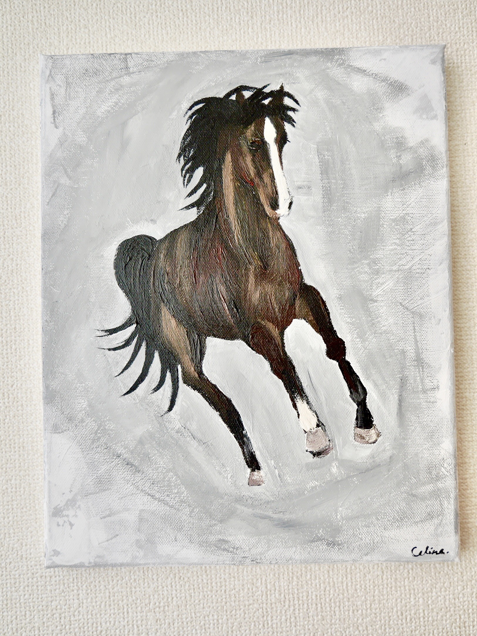 SOLD】HORSE-A//アクリル 絵画 パネル 馬 動物 抽象画 シック 乗馬