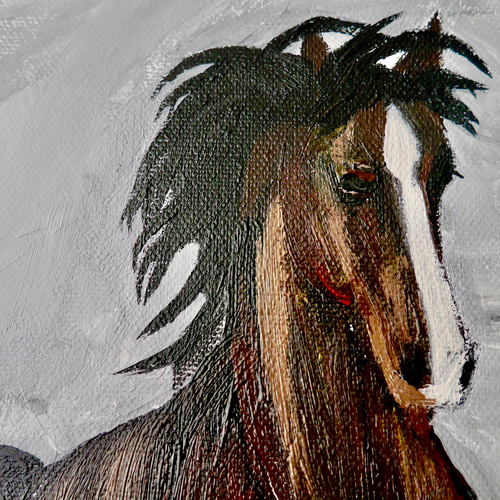 SOLD】HORSE-A//アクリル 絵画 パネル 馬 動物 抽象画 シック 乗馬