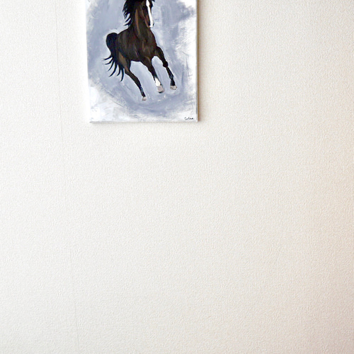 抽象画 馬のシルエット アクリル画 抽象画 馬のシルエット アクリル画