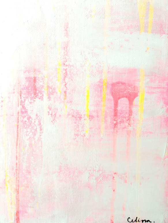 WHITE-P//キャンバス アクリル絵画 抽象画 インテリア モダンアート 白 ホワイト ピンク シンプル おしゃれ 6枚目の画像
