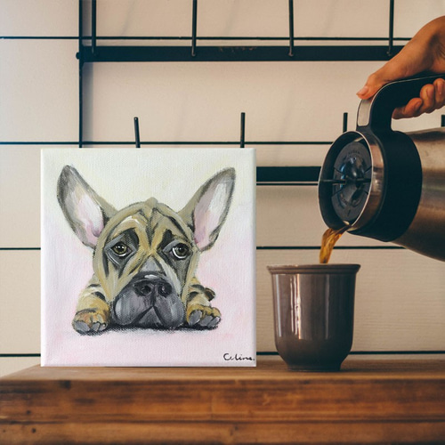 DOG-E// 犬 絵画 キャンバス アクリル アートパネル ビション
