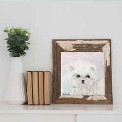DOG-E// 犬 絵画 キャンバス アクリル アートパネル ビション 子犬 プードル 動物 わんこ 壁掛け 3枚目の画像