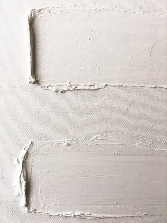 【SOLD】WHITE-Q//ホワイト 白 キャンバス アクリル絵画 抽象画 インテリア モダンアート シルバー 8枚目の画像