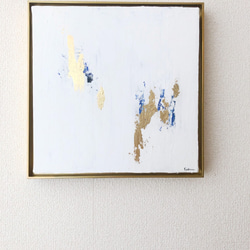 【SOLD】WHITE-S//キャンバス アクリル絵画 抽象画 インテリア モダンアート 白 ホワイト シンプル 金箔 3枚目の画像